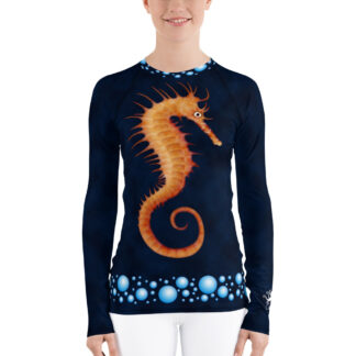 CAVIS Seahorse Women’s Rash Guard – Scuba Dive swim shirt – Front