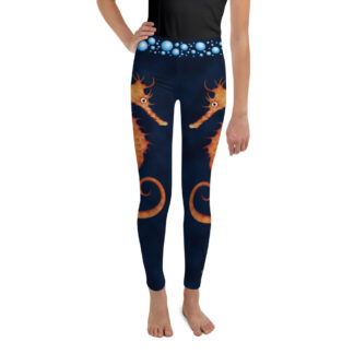 CAVIS Seahorse Youth Leggings – Dark Blue – Front