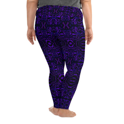 CAVIS Wonderpus Women's High Waist Plus Size Leggings - Purple Scuba Dive Skin - Back
