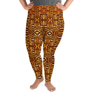 CAVIS Wonderpus Women’s High Waist Plus Size Leggings – Yellow Orange Scuba Dive Skin – Front
