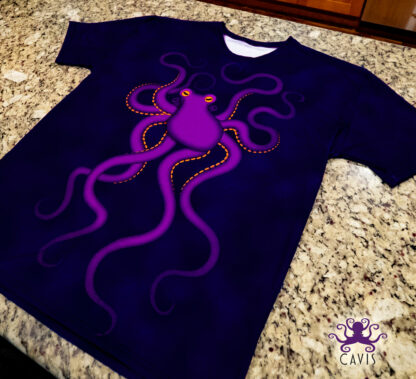 CAVIS Purple Octopus T-Shirt - All Over Print - Flat