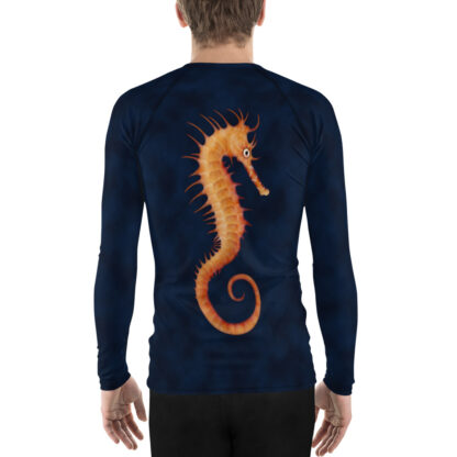CAVIS Seahorse Rash Guard - Men's Dark Blue Swim Shirt - Back