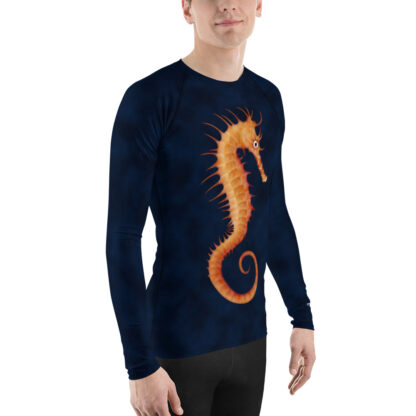 CAVIS Seahorse Rash Guard - Men's Dark Blue Swim Shirt - Right