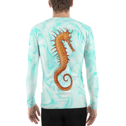 CAVIS Seahorse Rash Guard - Men's Light Blue Swim Shirt - Back