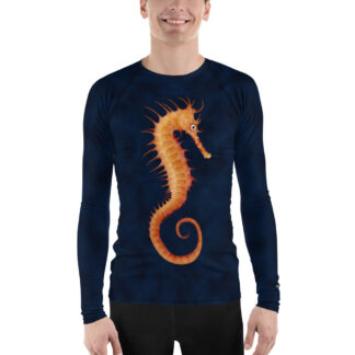 CAVIS Seahorse Rash Guard - Men's Dark Blue Swim Shirt - Front