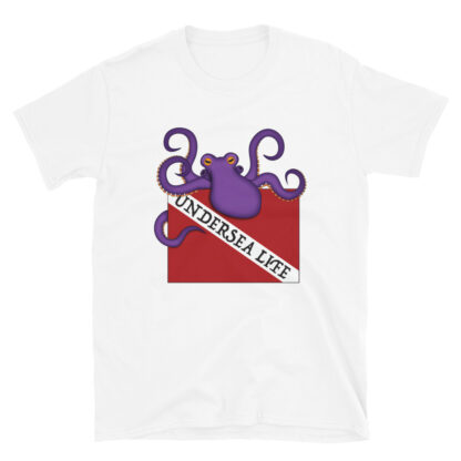 CAVIS Scuba Dive Flag Octopus T-shirt - Undersea Life - White