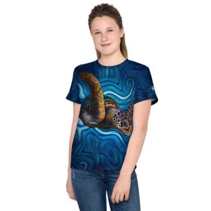 CAVIS Sea Turtle Shirt - Blue All Over Print T-shirt - Youth - Front