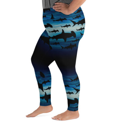 CAVIS Hammerhead Shark Pattern High Waist Plus Size Leggings - Women's Scuba Leggings - Left