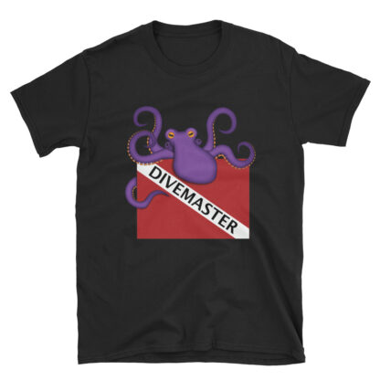 CAVIS Dive Flag Octopus T-Shirt - Scuba Divemaster Shirt - Black - Front