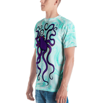 CAVIS Purple Octopus Men's Shirt - Light Blue - Left