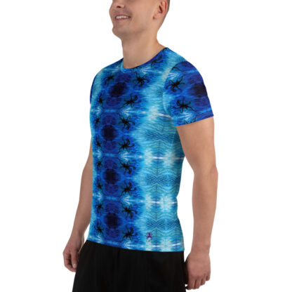 CAVIS Blue Ocean Octopus Men's Tech Athletic Shirt - Bright Blue - Left
