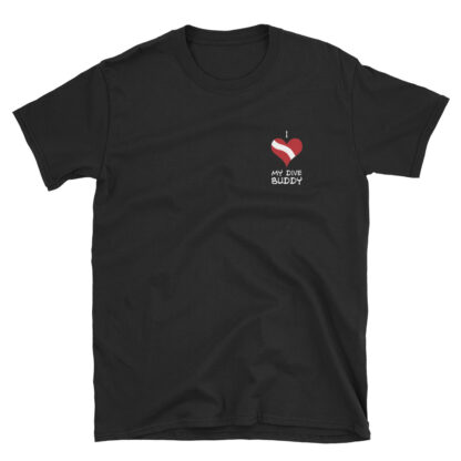 CAVIS Scuba Diver Silhouette T-Shirt - I Love My Dive Buddy Shirt - Black - Front