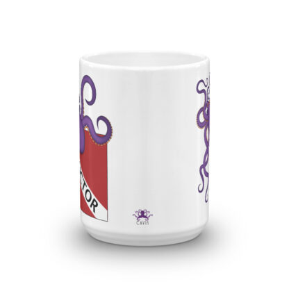 CAVIS Purple Octopus Dive Flag Mug, Scuba Instructor Coffee Cup Gift - 15 oz. - Side