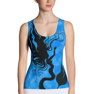 CAVIS Mermaid Women's Fitted Tank Top - Bright Blue - Front