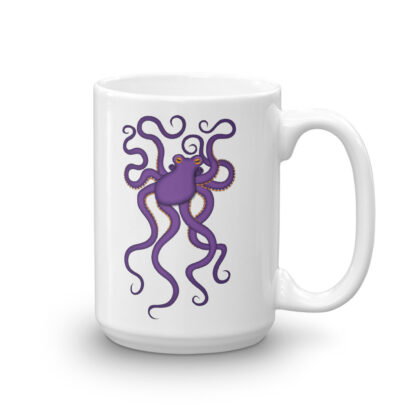 CAVIS Purple Octopus Dive Flag Mug, Scuba Undersea Life Coffee Cup Gift - 15 oz. - Back