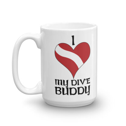 CAVIS Dive Flag Heart Mug, I Love My Dive Buddy Scuba Coffee Cup Gift - 15 oz.