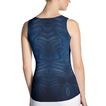 CAVIS Sea Turtle Women's Fitted Tank Top - Blue - Back