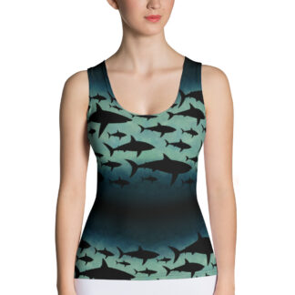 CAVIS Shark Pattern Women's Fitted Tank Top - Front
