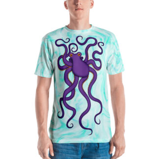 CAVIS Purple Octopus Men’s Shirt – Light Blue – Front