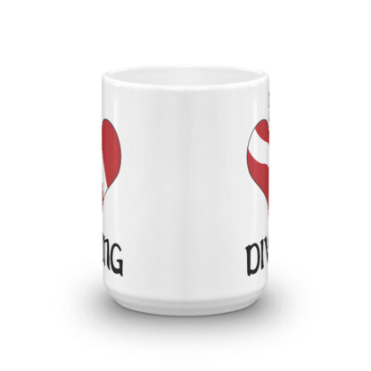 CAVIS Dive Flag Heart Mug, I Love Diving Scuba Coffee Cup Gift - 15 oz. - Side