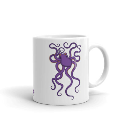 CAVIS Purple Octopus Dive Flag Mug, Scuba Instructor Coffee Cup Gift - 11 oz. - Back