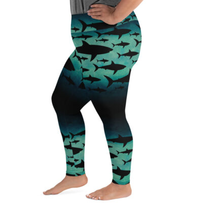 CAVIS Shark Pattern Hight Waist Plus Size Leggings - Women's Dive Skin - Left