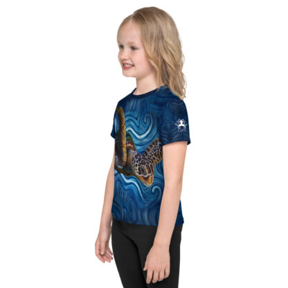 CAVIS Tea Turtle Kid's Shirt - Blue - Left