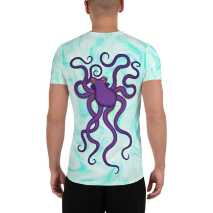 CAVIS Purple Octopus Men's Tech Athletic Shirt - Light Blue - Back