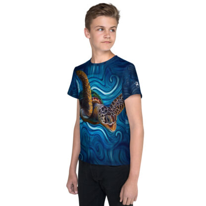 CAVIS Tea Turtle Youth Shirt - Blue - Left