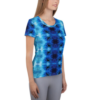 CAVIS Blue Ocean Octopus Women's Tech Athletic Shirt - Bright Blue - Right