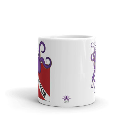 CAVIS Purple Octopus Dive Flag Mug, Scuba Instructor Coffee Cup Gift - 11 oz. - Side