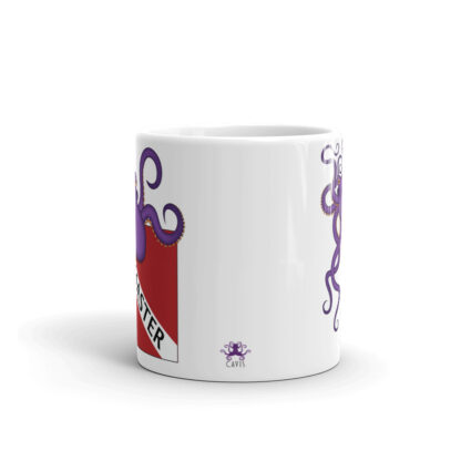 CAVIS Purple Octopus Dive Flag Mug, Scuba Divemaster Coffee Cup Gift - 11 oz. - Side