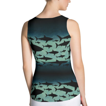 CAVIS Shark Pattern Women's Fitted Tank Top - Back