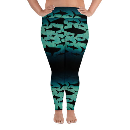 CAVIS Shark Pattern Hight Waist Plus Size Leggings - Women's Dive Skin - Front 2