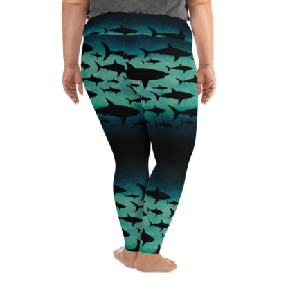 CAVIS Shark Pattern Hight Waist Plus Size Leggings - Women's Dive Skin - Back