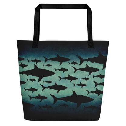 CAVIS Shark Pattern Beach Bag - Black Handle