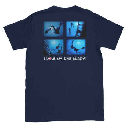 CAVIS Scuba Diver Silhouette T-Shirt - I Love My Dive Buddy Shirt - Navy Blue - Back