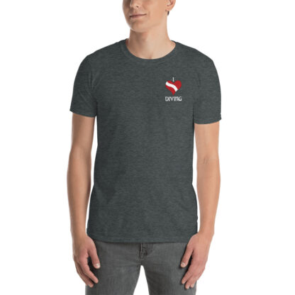 CAVIS Scuba Diver Silhouette Men's T-Shirt - I Love Diving Shirt - Dark Gray - Front