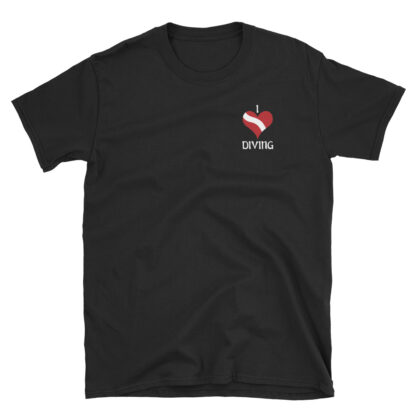 CAVIS Scuba Diver Silhouette T-Shirt - I Love Diving Shirt - Black - Front
