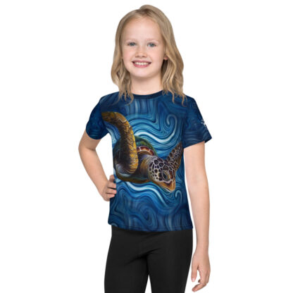 CAVIS Tea Turtle Kid's Shirt - Blue - Front