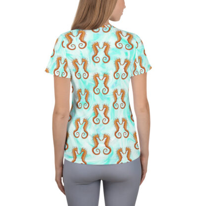 CAVIS Seahorse Pattern Women's Tech Athletic Shirt - Light Blue - Back