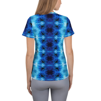 CAVIS Blue Ocean Octopus Women's Tech Athletic Shirt - Bright Blue - Back