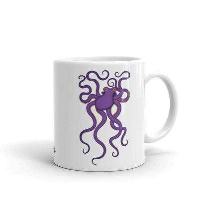 CAVIS Purple Octopus Dive Flag Mug, Scuba Undersea Life Coffee Cup Gift - 11 oz. - Back