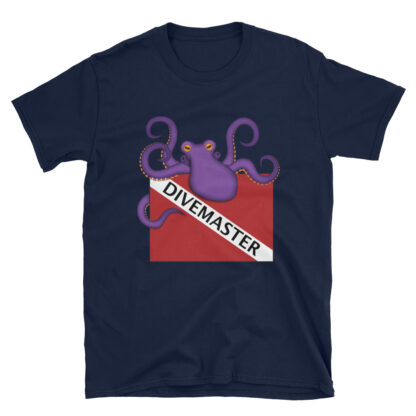 CAVIS Dive Flag Octopus T-Shirt - Scuba Divemaster Shirt - Navy Blue - Front