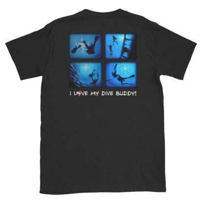 CAVIS Scuba Diver Silhouette T-Shirt - I Love My Dive Buddy Shirt - Black - Back