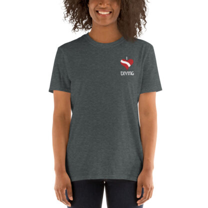 CAVIS Scuba Diver Silhouette Women's T-Shirt - I Love Diving Shirt - Dark Gray - Front