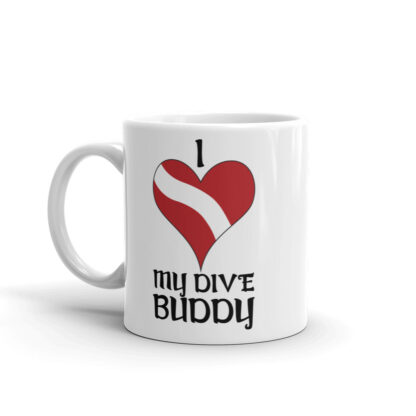 CAVIS Dive Flag Heart Mug, I Love My Dive Buddy Scuba Coffee Cup Gift - 11 oz.