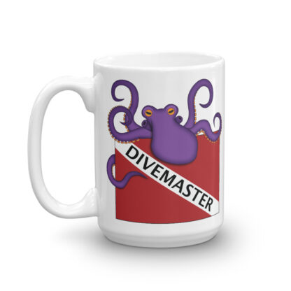 CAVIS Purple Octopus Dive Flag Mug, Scuba Divemaster Coffee Cup Gift - 15 oz. - Front