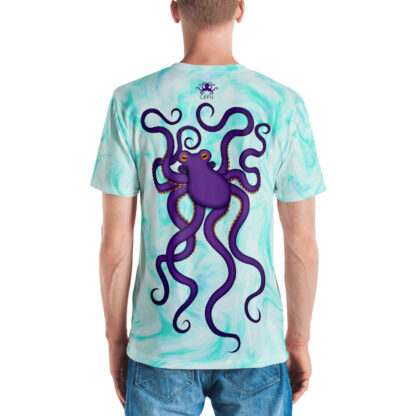 CAVIS Purple Octopus Men's Shirt - Light Blue - Back