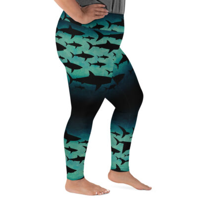 CAVIS Shark Pattern Hight Waist Plus Size Leggings - Women's Dive Skin - Right